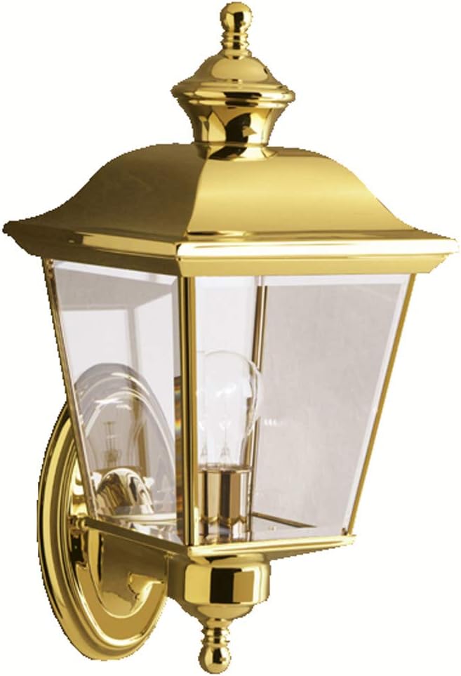 Kichler 9712PB Bay Shore Outdoor Wall 1-Light, Polished Brass, 14.5-Inch