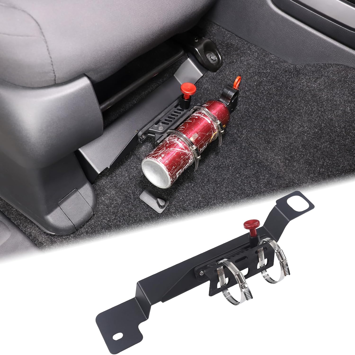 Car Co-Pilot Under Seat Quick Release Roll Bar Fire Extinguisher Mount Bracket Compatible with Nissan Frontier 2022-2025+, Adjustable 2 Clamps Fire Extinguisher Bottle Tie Holder Billet Accessories