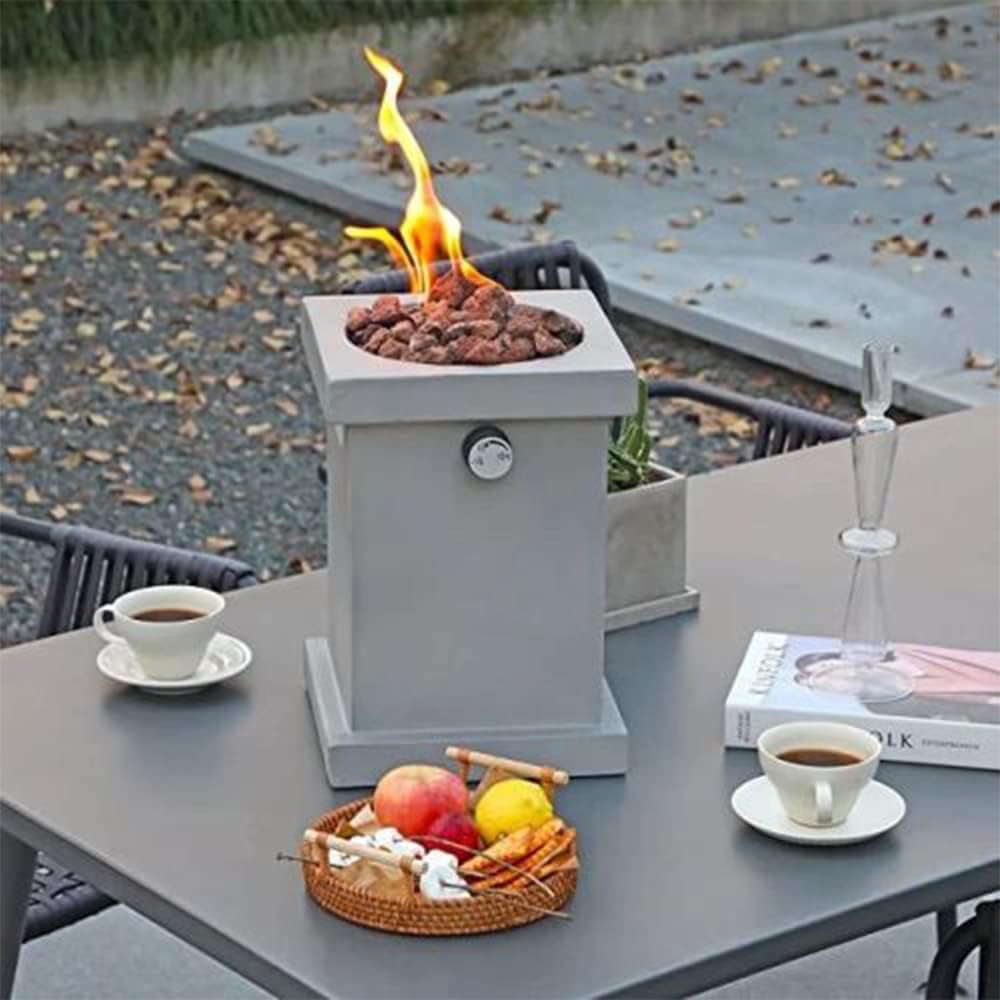 Table Top Brazier, Propane Fire Pit Table, 10,000BTU Outdoor Patio Gas Fire Pit with Lava Rock and PVC Cover, Garden Slate Look
