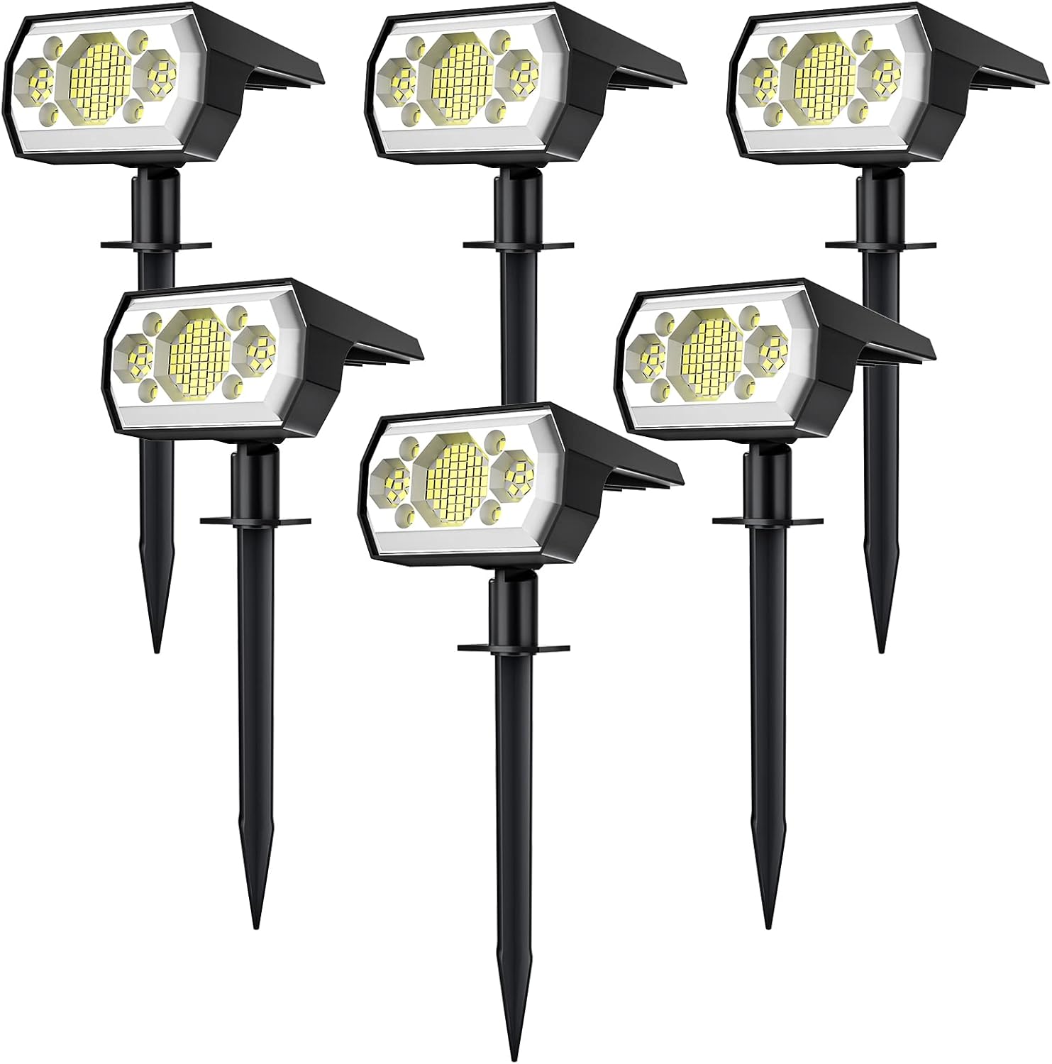 Solar Spot Lights Outdoor, [6 Pack/3 Modes] Solar Landscape Spotlights IP67 Waterproof Solar Powered Outdoor Lighting Products for Landscaping Garden, Yard, [Cold White/62 LED] Spotlight Dusk to Dawn