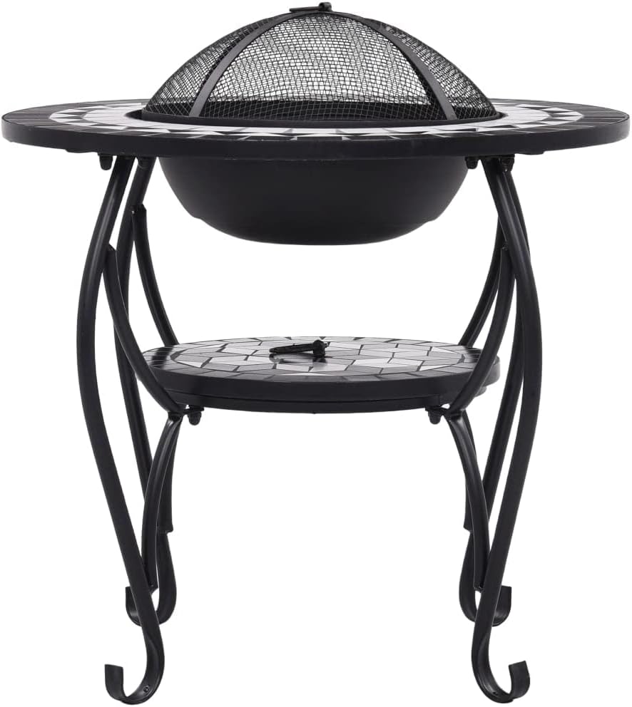 CHARMMA Mosaic Fire Pit Table Black and White 26.8