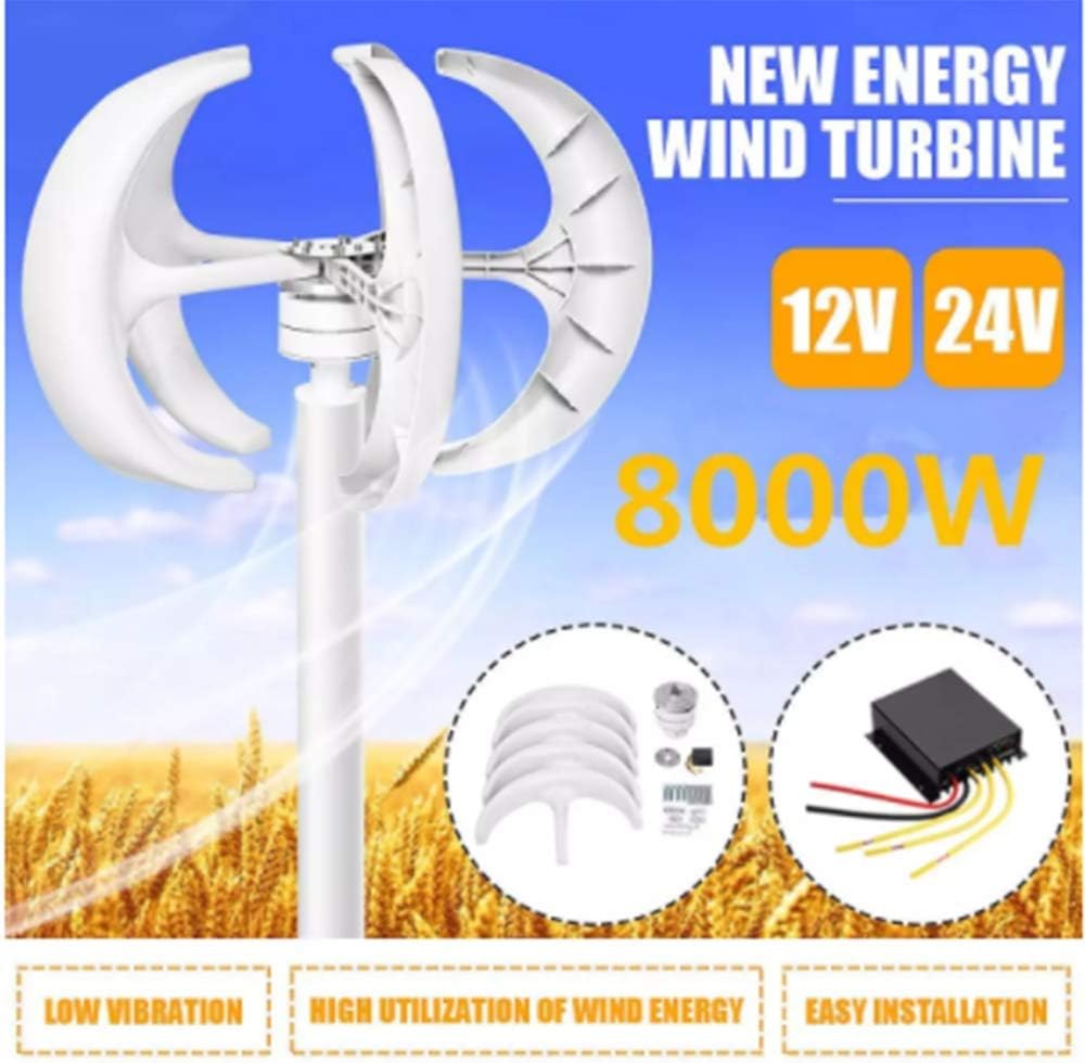 8000W 12V 24V 5 Blades Vertical Axis Wind Turbines Generator Lantern Motor Kit for Home Hybrids Streetlight Use Electromagnetic