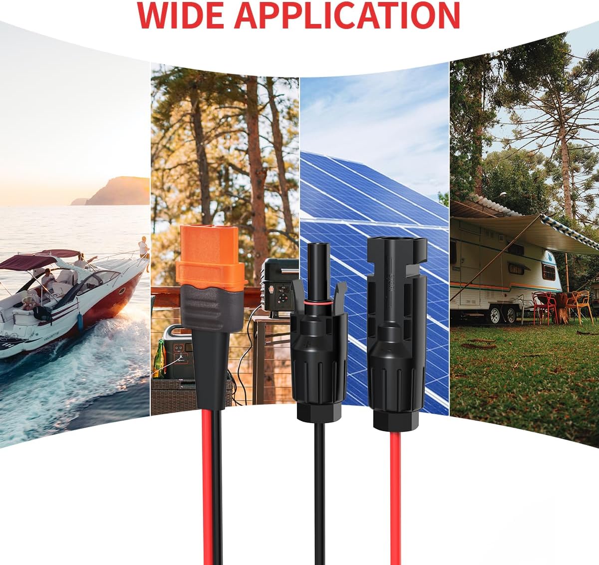 12AWG 50FT Solar to XT60i Cable 2 10 25 35 50 75 100FT Solar Connector to XT60i Adapter Cable for Portable Power Station (50FT)