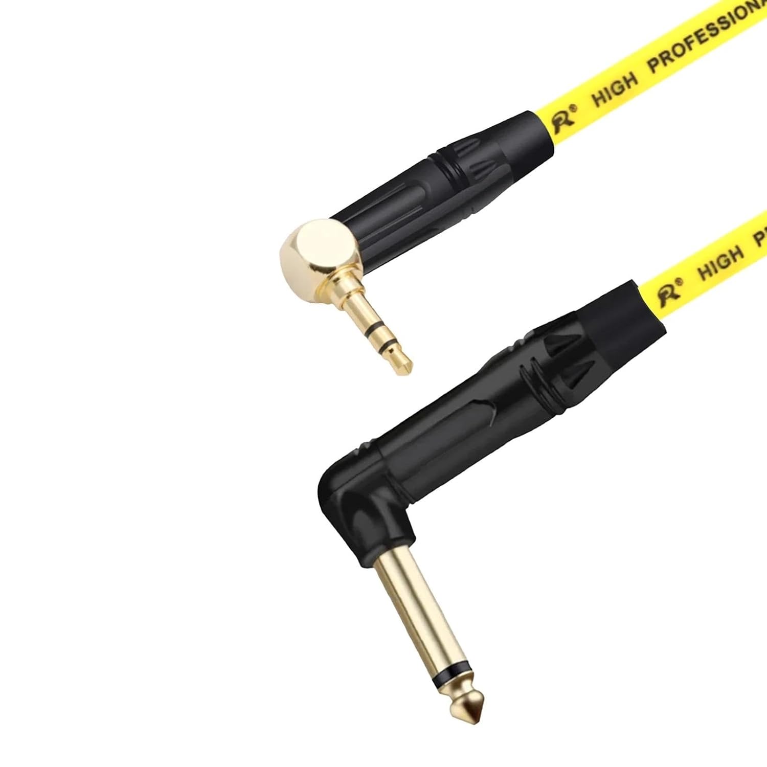 Guitar Audio Cable 1PC Gold Plate Right Angle 6.35 Mono to 3.5 Stereo Unbalanced Speaker Amplifier Cable for Guitar Keyboard‎ Cable(Yellow,5m)