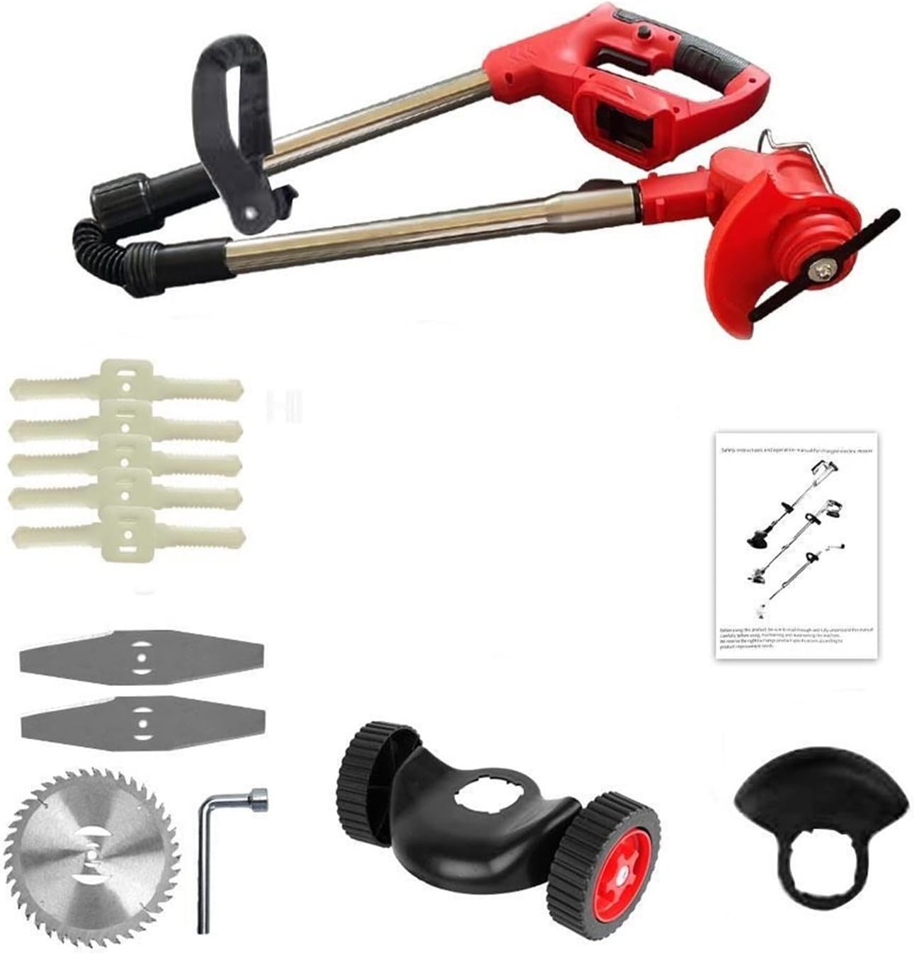 Electric Lawn Mower, Handheld Electric Lawn Mower Foldable Trimmer Adjustable Garden Pruning Cutting Power Tools Lithium Battery 8 Accessory (Color : 2 Battery-01, Size : Small) (No Battery 01)