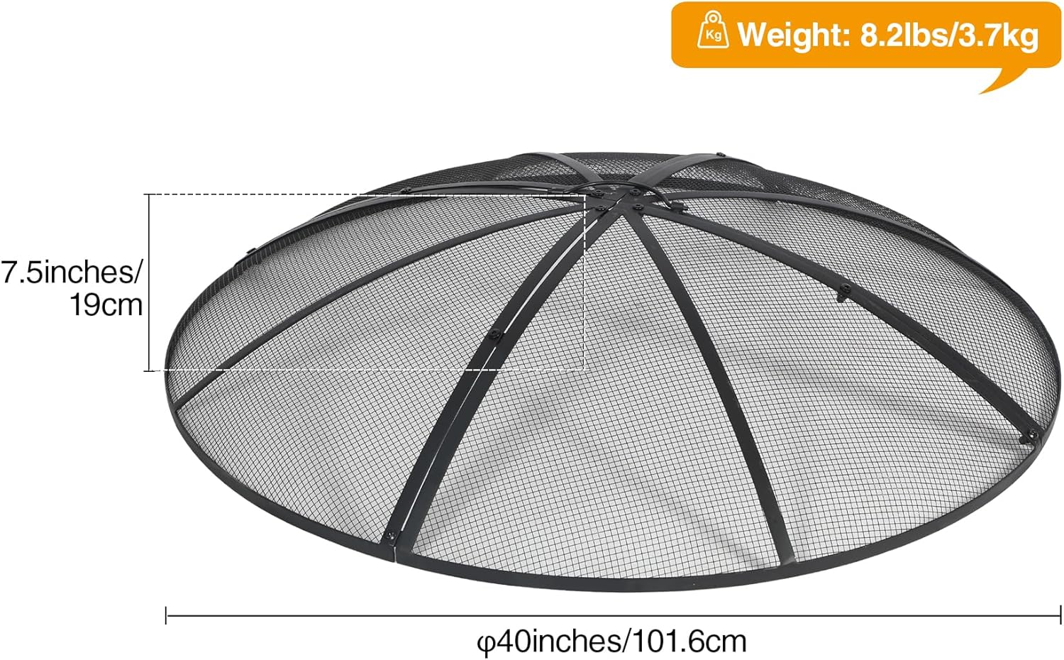 Lineslife Fire Pit Spark Screen 40 Inch Cover Round, Heavy Duty Collapsible Outdoor Fire Pit Mesh Screen, Metal Fire Pits Top Lid with Ring Handle for Patio Backyard, Black