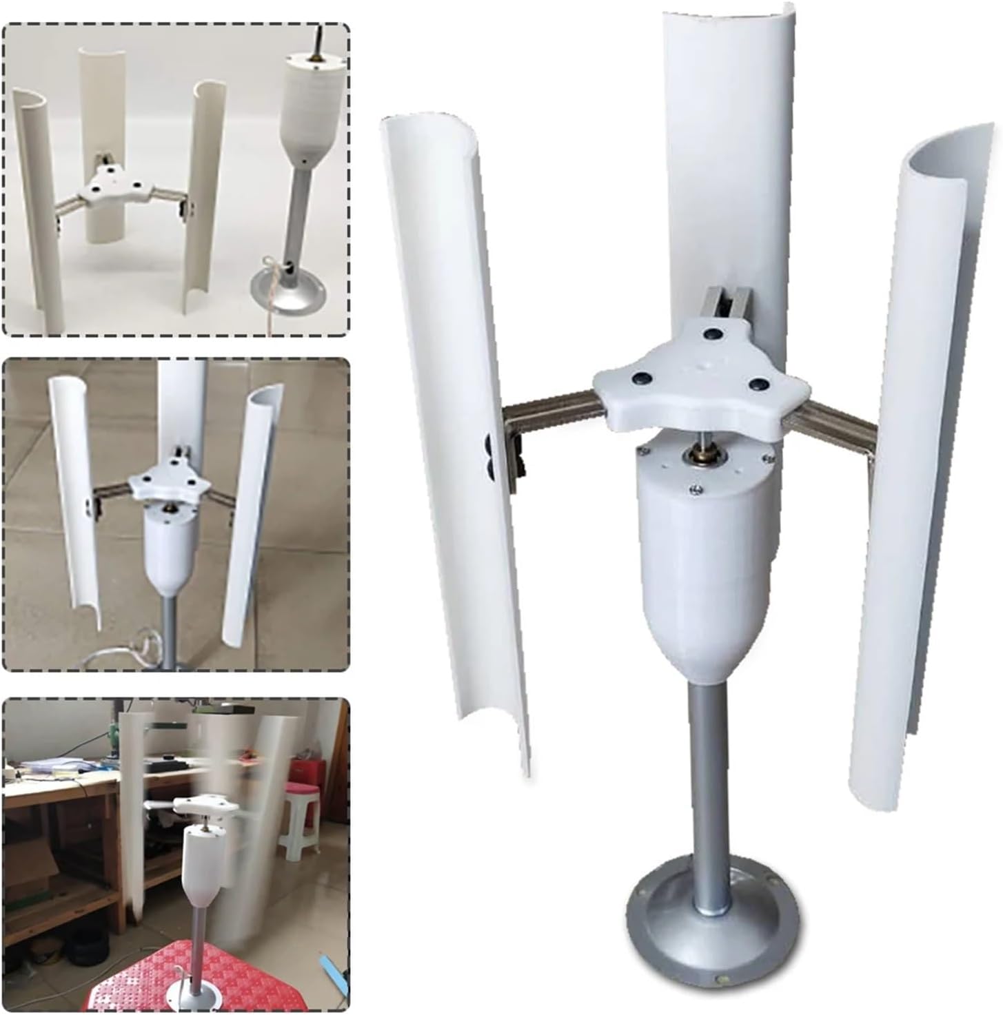 Wind Turbine Generator Kit, 12V Vertical Wind Turbine Nerator 3 Blades Charr Windmill Power Teach Mode for Hybrid Solar Wind System
