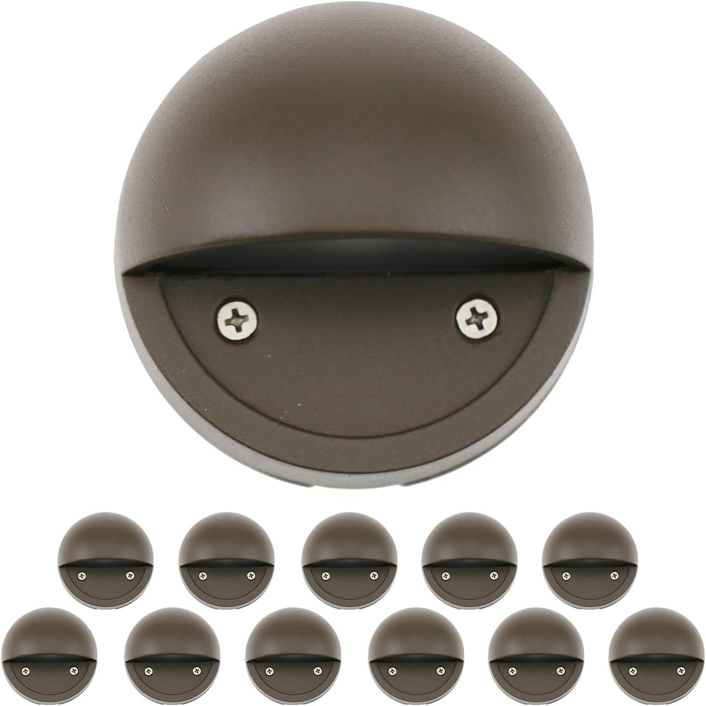 Lumina Lighting® 2W Landscape Deck Lights (12 Pack) Low Voltage Landscape Deck Lights Waterproof - Outdoor Patio Step Deck Lighting 12V 3000K Replaceable G4 LED Bulb Included DSL0103-BZLED12 (Bronze)