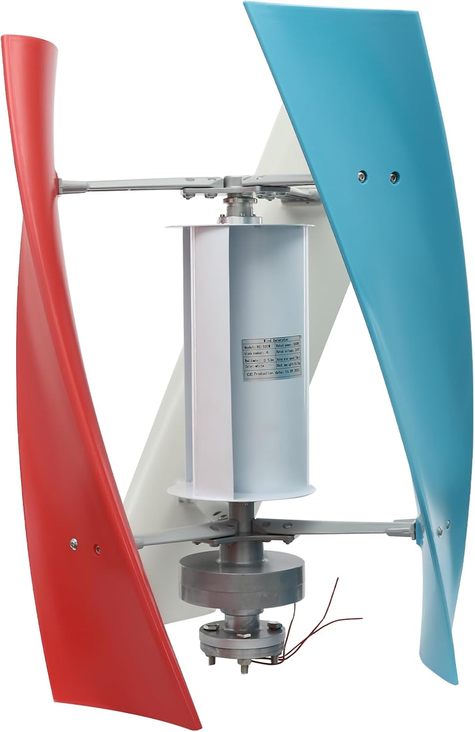 Wind Turbine Generator, 24V 500W Vertical Axis Wind Generator with Auxiliary Wind Wheel & Controller, 3 Blade Low Noise Nature Power System for RV Home Marine Energy