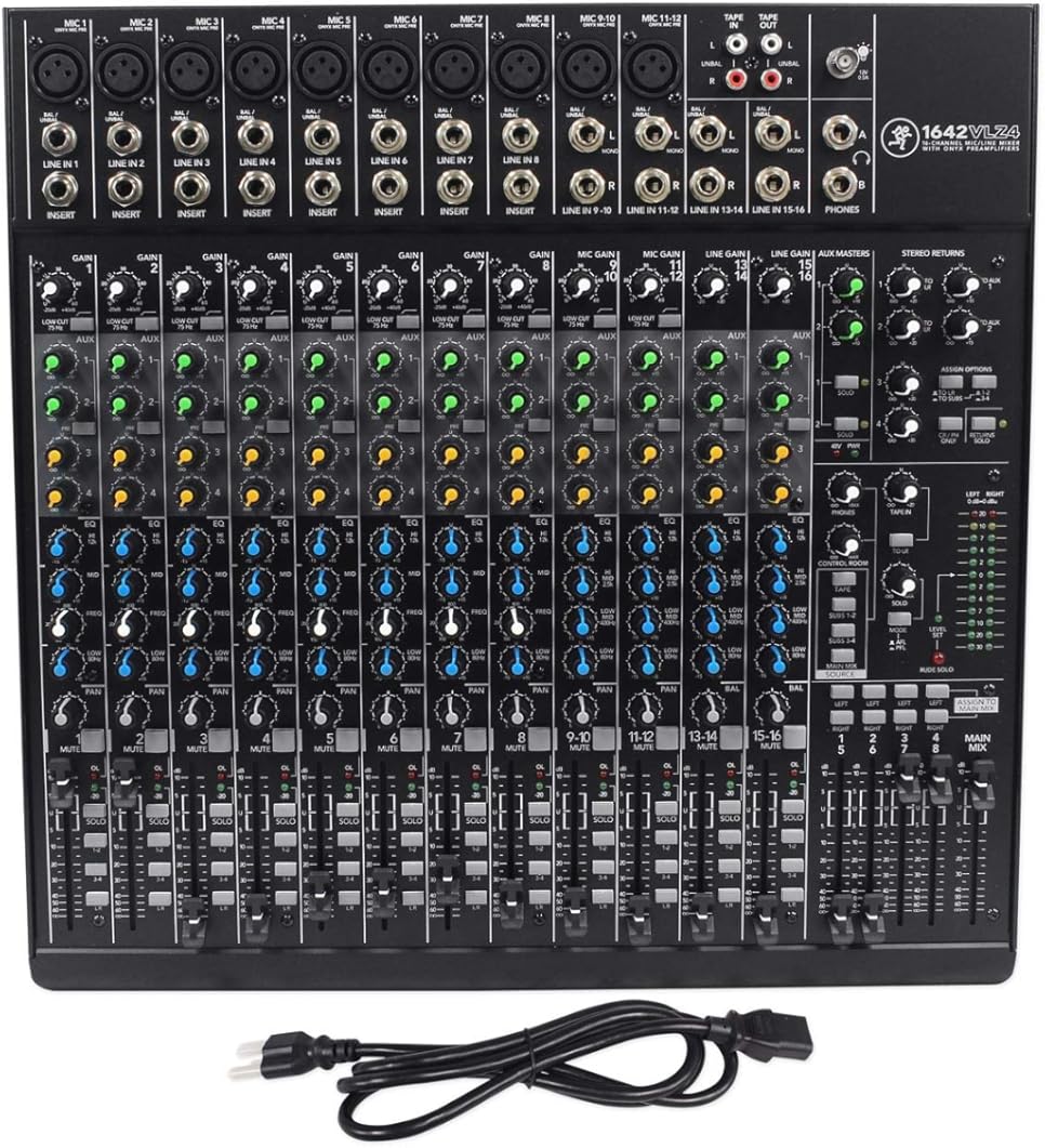 Mackie VLZ4 Series, 16-channel, Compact Mixer with Ultra-wide 60dB gain range and 10 Onyx Mic Preamps (164VLZ4)