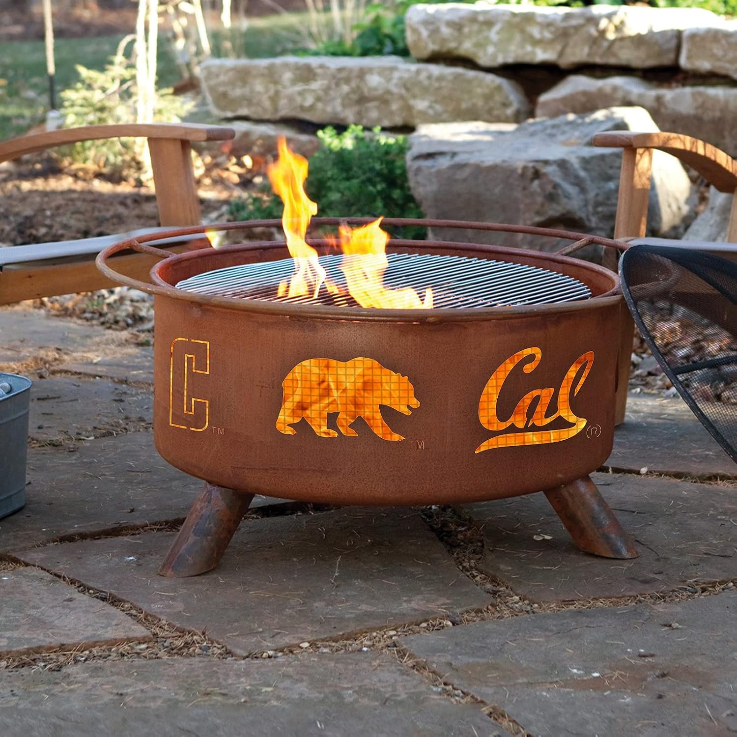 Patina Products F210 Cal Steel Outdoor Fire Pit - 24 x 24 x 11 inch - Natural Rust Patina Finish