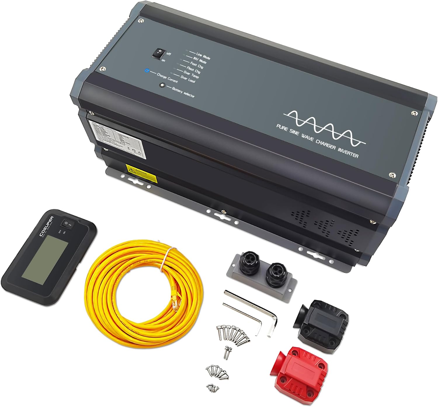 Soyond 2000W Pure Sine Wave Inverter Charger, 12V DC to 120V AC Surge 6000W, with 50A Battery AC Charger, Power Inverter w/LCD Remote Panel for RV, Boat,Truck, Compatible with Lifepo4 Battery