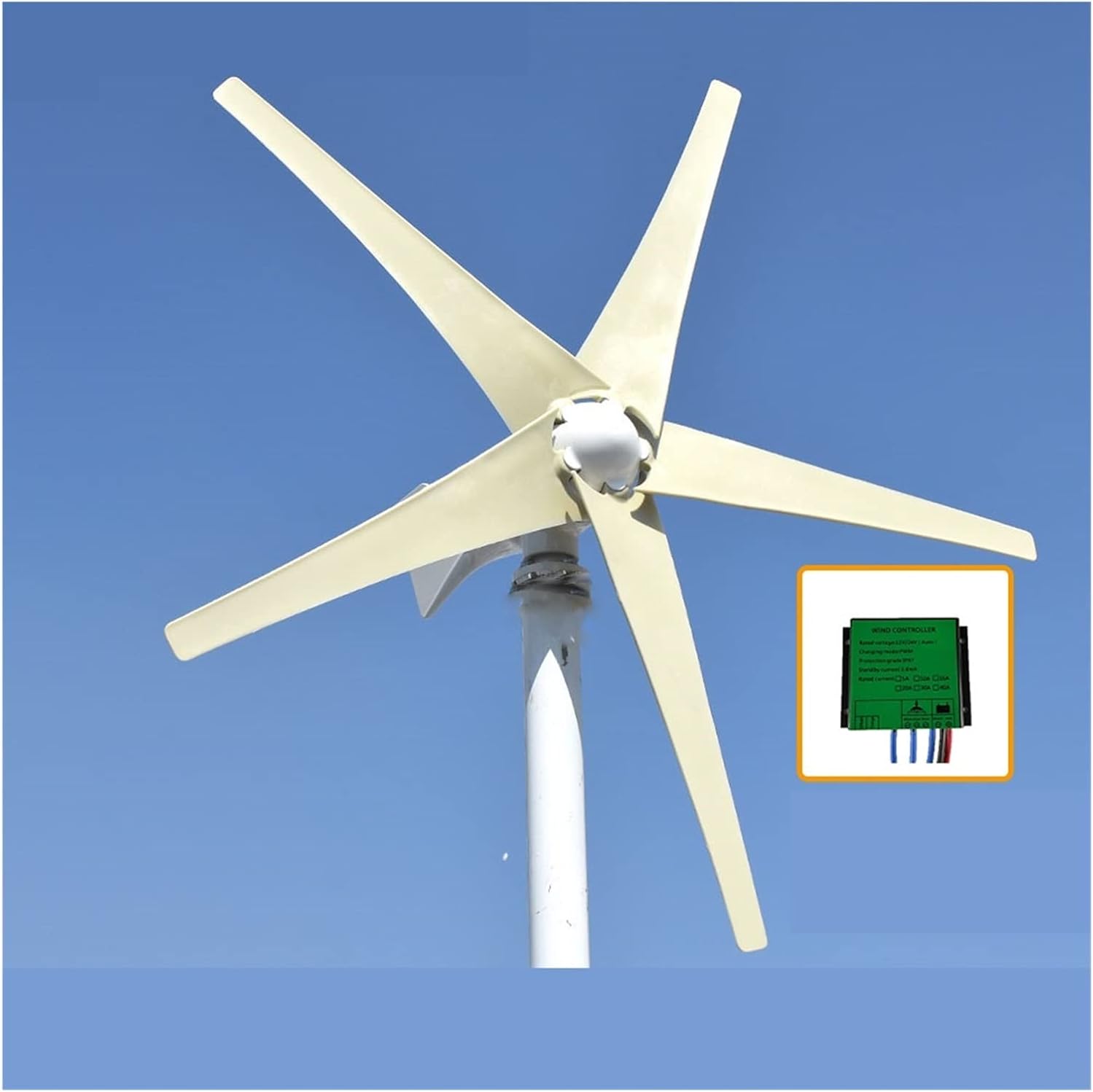 Wind Generator, Wind Turbine Generator Windwill 600W 800W 12V 24V with 3 Blades 5 Blades MPPT PWM Controller for Homeuse,for Home, Farm, RVs, Boats(Red,12V_600W 3 Blades)