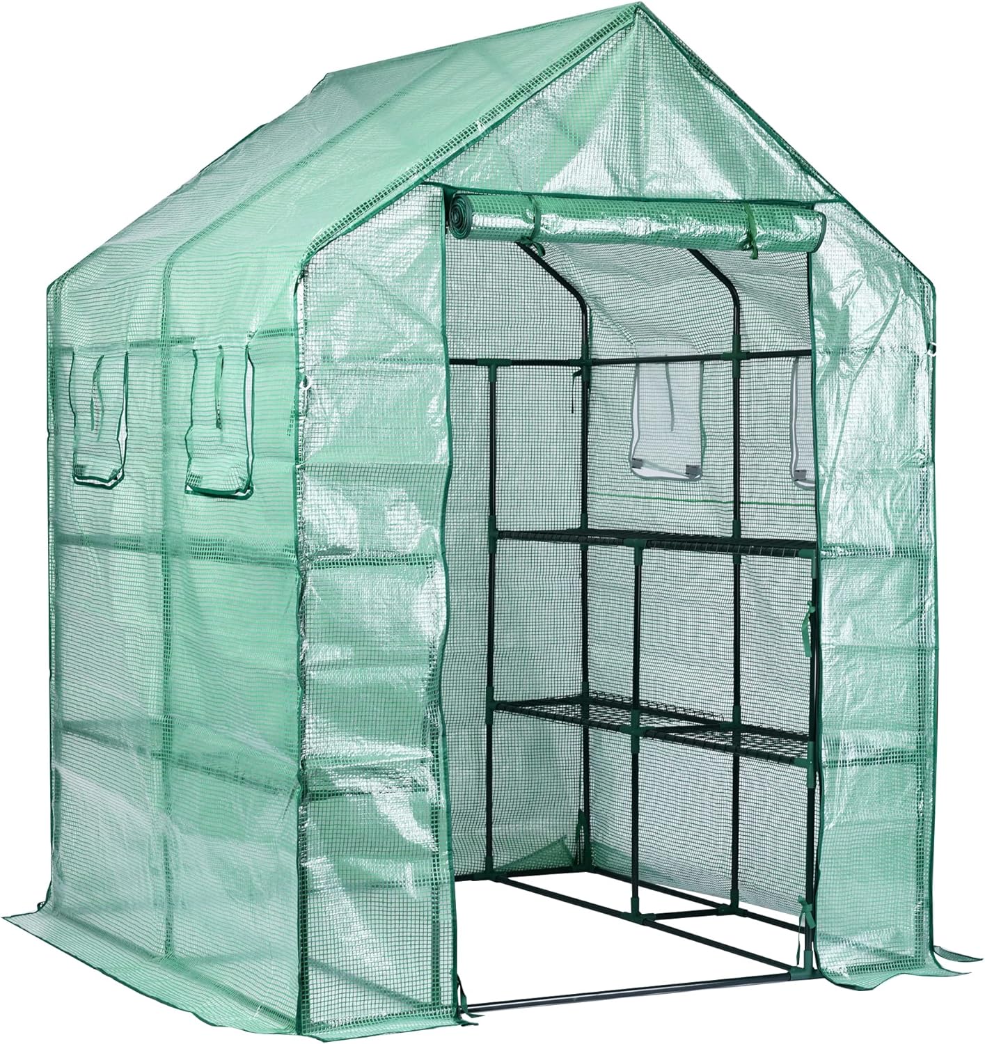 Garden Elements Plastic Indoor/Outdoor Standing Greenhouse, Green, Large, 77