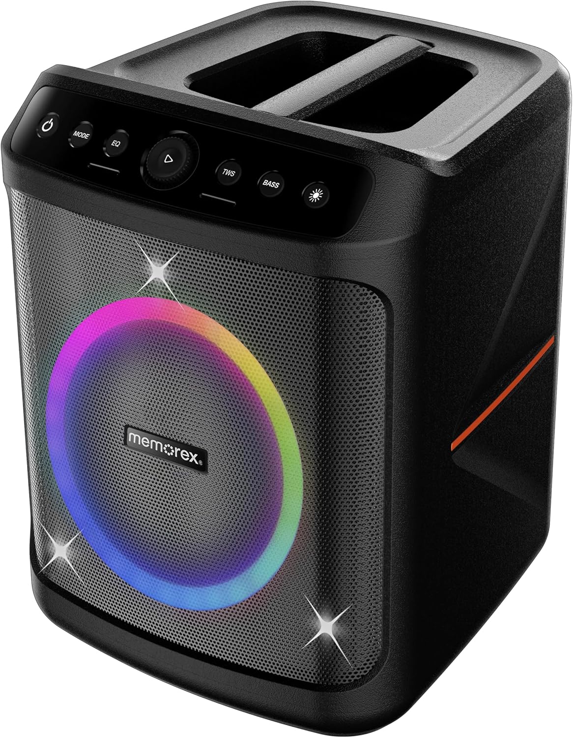 Memorex MX-PS802 8” Rechargeable Party Speaker | Bluetooth 5.3, SD & USB Playback | 80W RMS, 800W PMPO | LED Flame Lighting | TWS Pairing | Guitar & Microphone Input