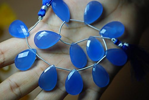 6 match pair - sky blue chalcedony faceted pear briolettes 16x25mm large size