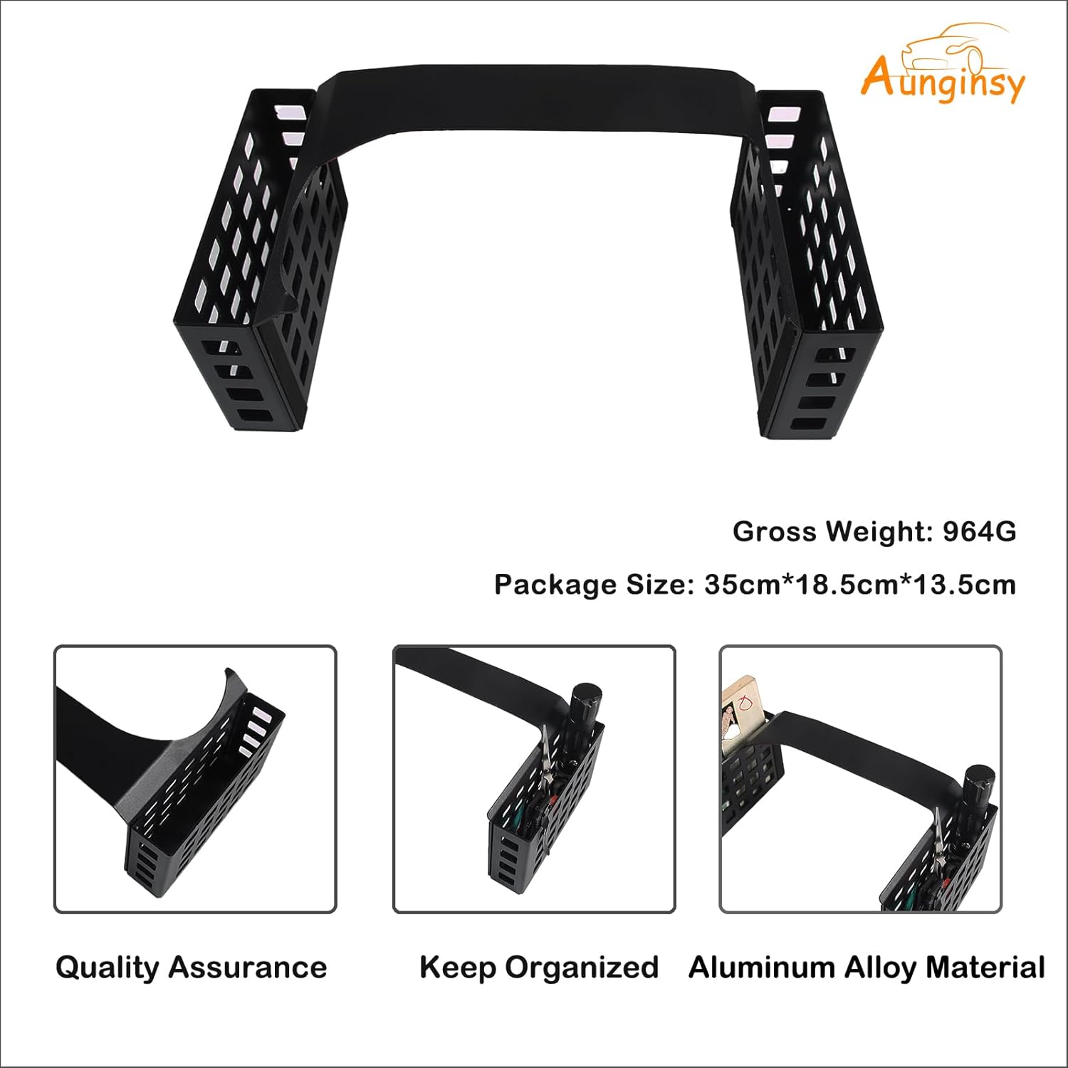 Aunginsy Center Console Gear Storage Box Basket Fit Toyot@a FJ Cruiser 2007-2024 Aluminum Gear Shift Side Storage Baskets Center Console Organizer Tray Armrest Storage Box Basket Interior Accessories