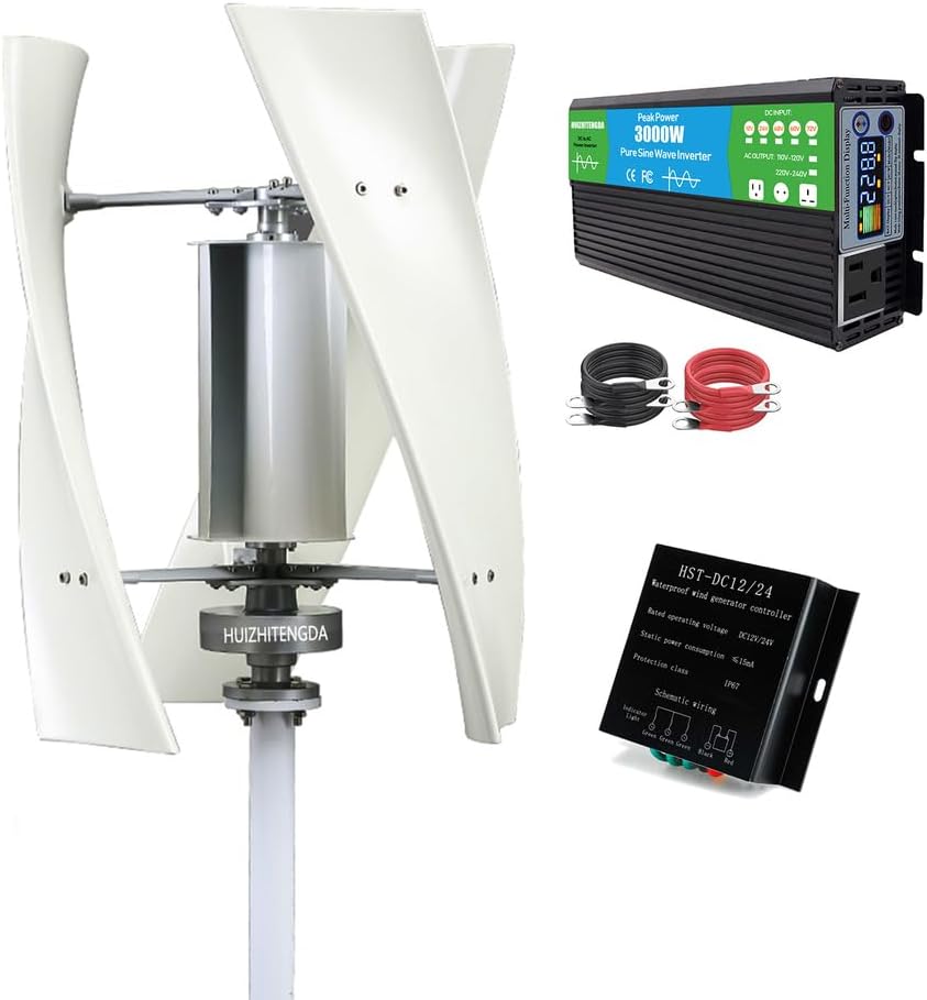 10000W Portable Vertical Axis Wind Turbine Generator, Wind Turbine 12V-220V Generator Home Farm Easy Installation with MPPT Controller