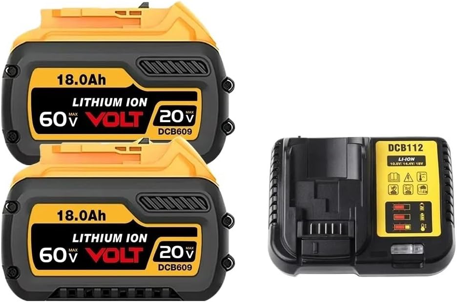 20V/60V MAX 12.0Ah Li-ion High Capacity Battery - Compatible DEWALT- DCB606/DCB205/DCB206 Replacement - Cordless Power Tool(60V-20V 18Ah X2 CX1)