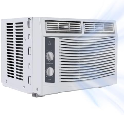 5,000 BTU Window Air Conditioner - air conditioner window for Medium Rooms Up To 150 Sq Ft.,3-In-1 Fan & Dehumidifier Window AC Unit,White