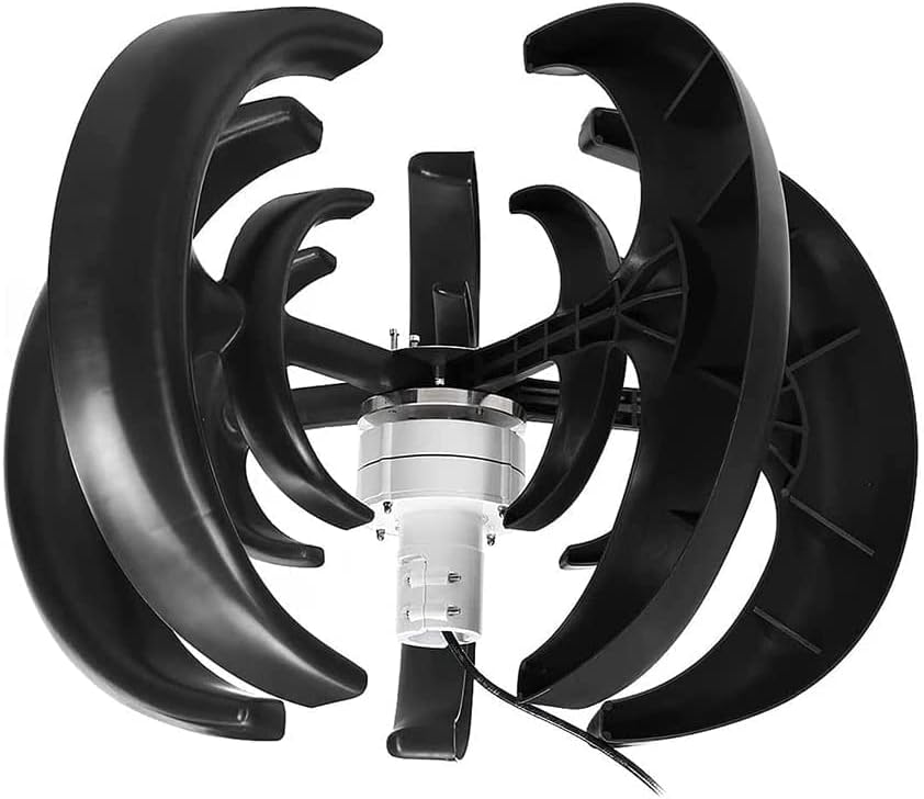 Wind Turbine 8000W Wind Turbine Black Lantern Vertical Wind Turbine 5 Blades Wind Turbine Kit with Controller Black