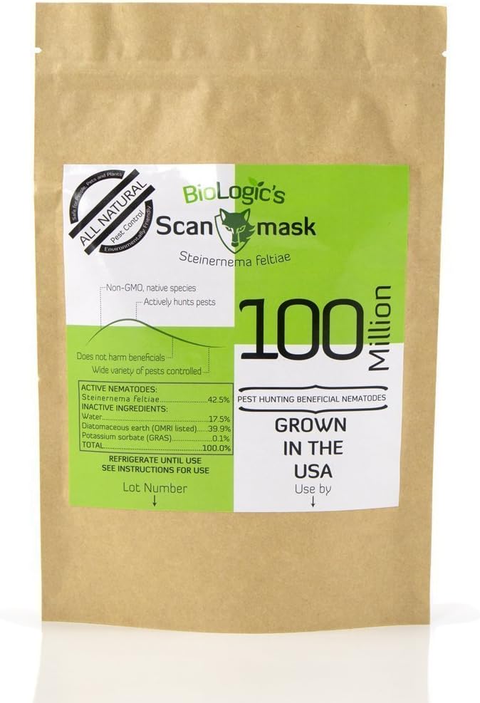 BioLogic Scanmask Steinernema Feltiae (Sf) Beneficial Nematodes for Natural Insect Pest Control, 1 Billion Size (10 Units of The 100 Million Size)