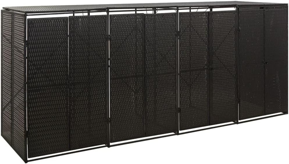 Quadruple Wheelie Bin Shed Black 107.9