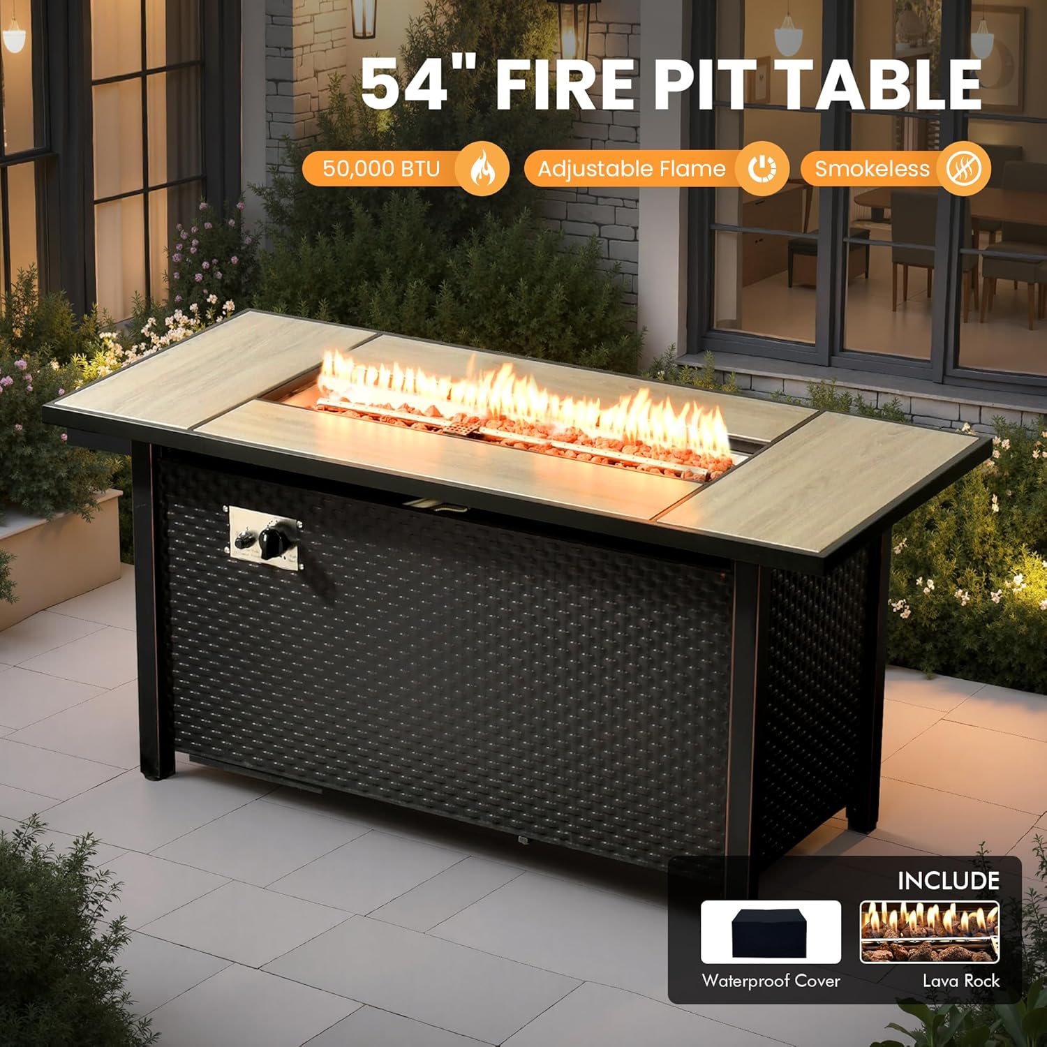 Outdoor Sectional Patio Furniture Set with Fire Pit Table and Swivel Rocking Chairs,11 Pieces Wicker Conversation Sets L Shaped Couch Out Door Sofa Outside Furniture for Garden Deck Yard,Dark Grey