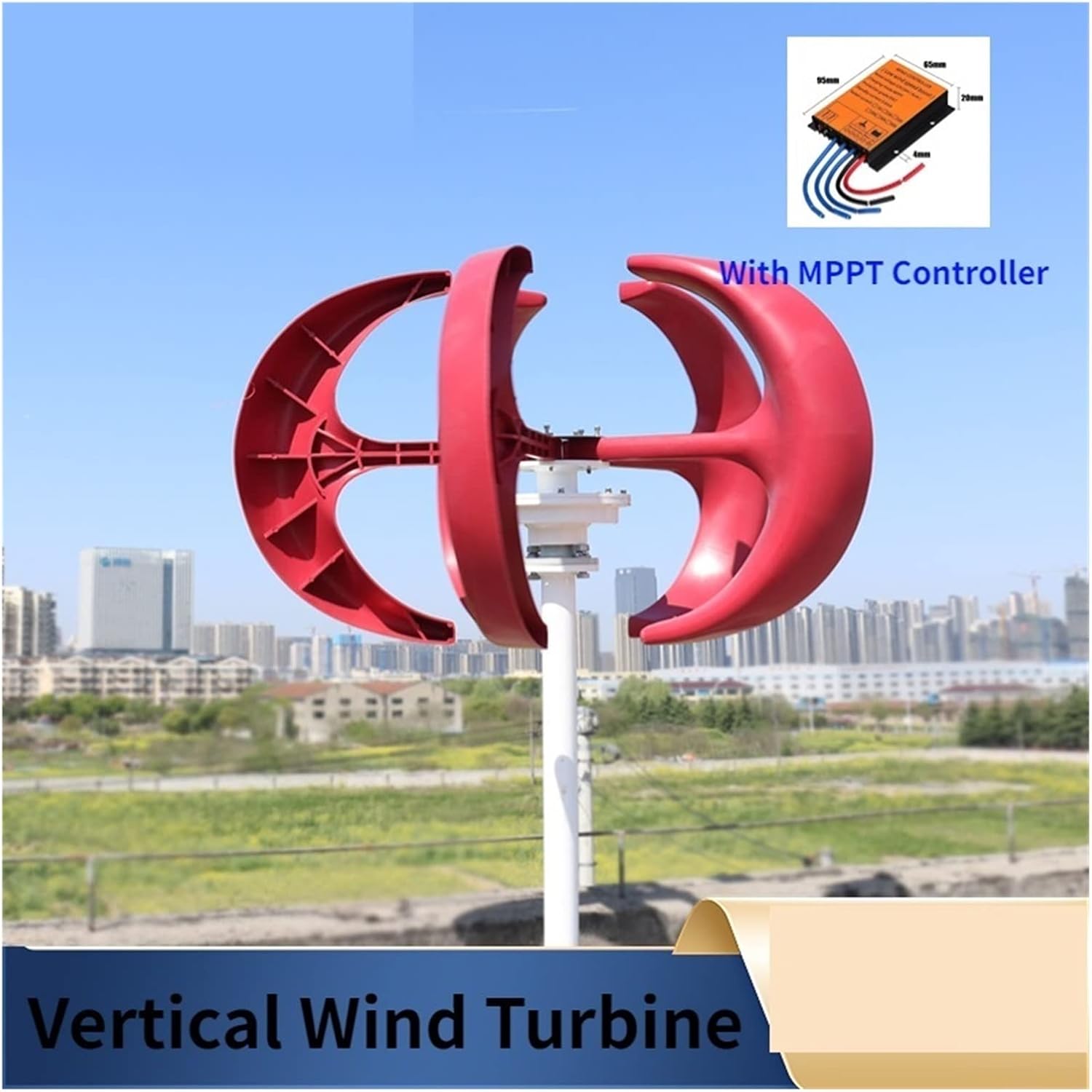 Wind Turbine Generator Kit, 8000W Wind Turbine 12v 24v 48v Vertical Axies Wind Generator Small Windmill Energy With MPPT Charge Controller Homeuse for Hybrid Solar Wind System(White,WITH COTROLLER_12V