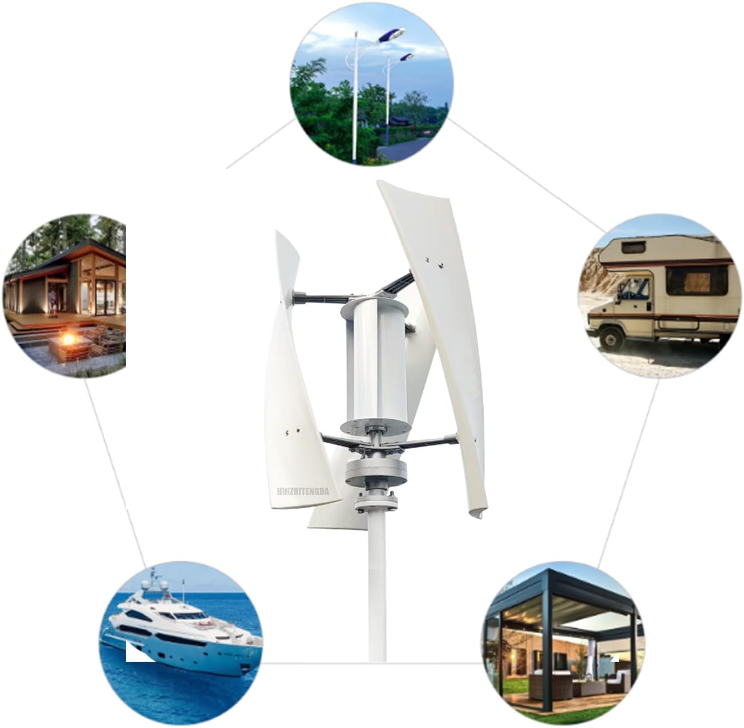 10000W Courtyard Vertical Wind Turbine Kit, 12V 24V 48V 220V AC Wind Turbine with MPPT Charger Easy to Assemble Suitable for Motorhomes and Ships