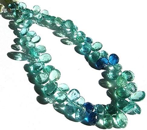 13 inch natural beads strand of 7x5-10x7mm faceted pear apatite gemstone briolletes beads for DIY jewelry - necklace, bracelet, earring, ring.