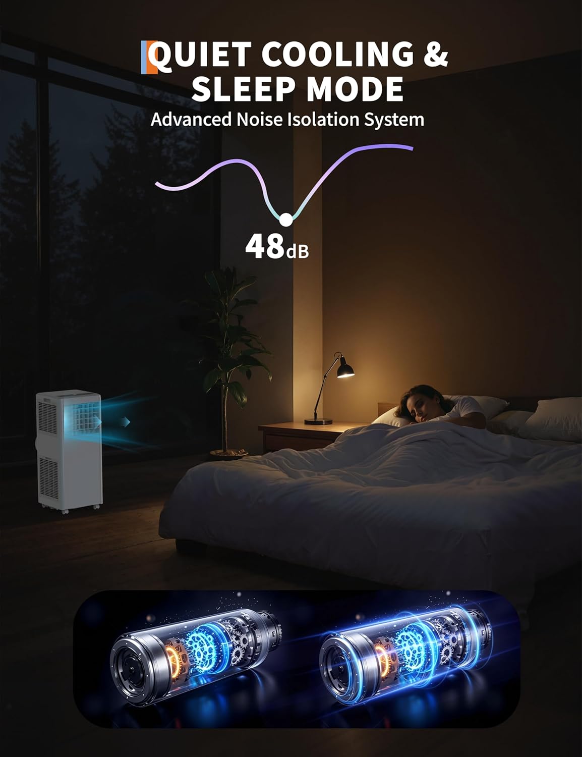 8000 BTU Portable Air Conditioner, Room Air Conditioner with Cooling, Dehumidifier, Fan, Portable AC Units for Room Cooling Up to 350sq.Ft, Remote Control, Sleep Mode, Black Cover