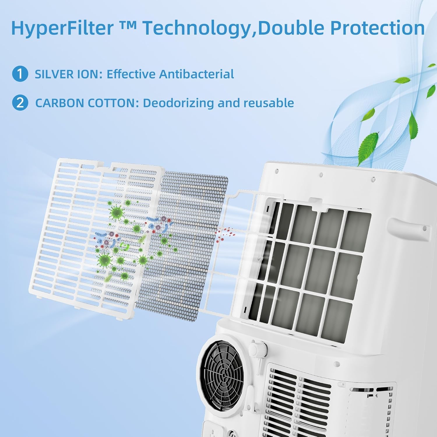 14000 BTU Portable Air Conditioners Cools Up to 750 Sq.Ft, 3 in-1 Free Standing Cooling AC Unit with Fan & Dehumidifier, Includes Remote Control & Window Kit, Smart/Sleep Mode, Auto Swing, 24H Timer