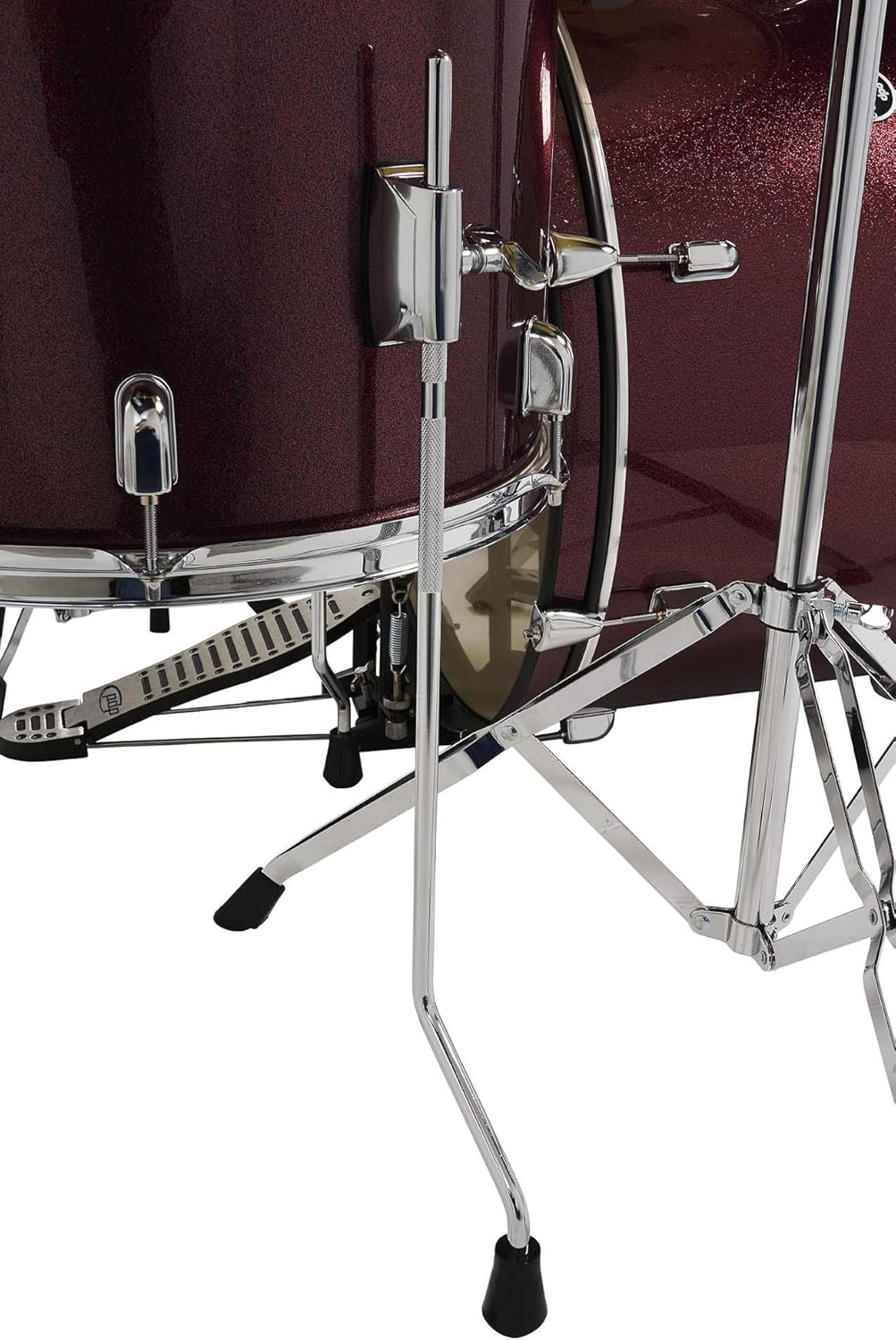 Pacific Drums Center Stage Complete Drumkit, 5 Drum Set, Ruby Red Sparkle, 7x10, 8x12, 14x16 Floor, 16x22 Kick, 5x14 Snare (PDCE2215KTRR)