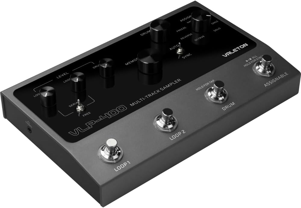 Valeton VLP-400 Multi-Track Sampler with 4 Footswitches - Two Full-Featured Loopers, Drum Machine and HOTONE MIDI Foot Controller Pedal Bluetooth Ampero Control 4 Button bundle