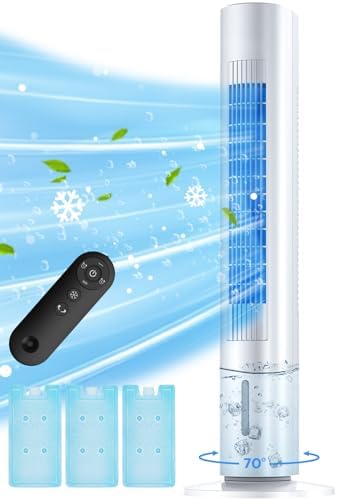 35 INCH Evaporative Air Cooler, 2025 Upgraded Swamp Cooler Air Conditioner w/Cooling Mode, 3 Speeds, Smart Timer for Auto-Off, 20Ft Remote, 70° Wider Oscillation, Air Cooler for Room Bedroom