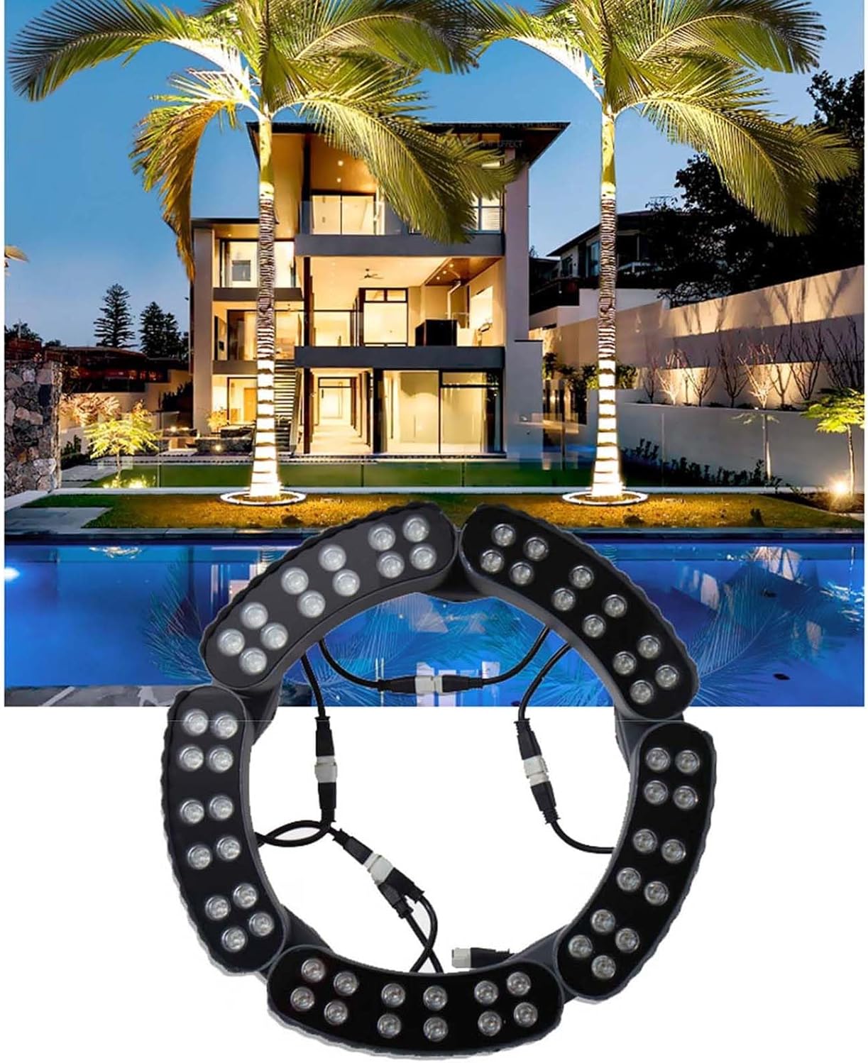 LED Ring Tree Hug Lamp, 12W Surrounding LED Tree Spotlights, IP65 Waterproof Ground Landscape Light, 24V Ring Outdoor Corrugated Buried Lights, Garden Lighting(Red,10PCS(24V))