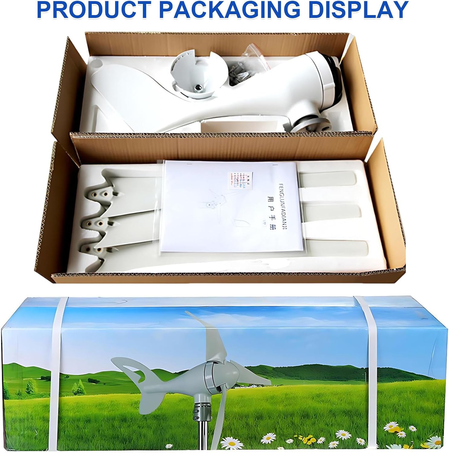 100/200/300/400W Wind Generator Kit, 8-Blade Turbine with MPPT Controller, Low Start Wind Speed for Hybrid Solar Wind System, Home, RV Blue-400W