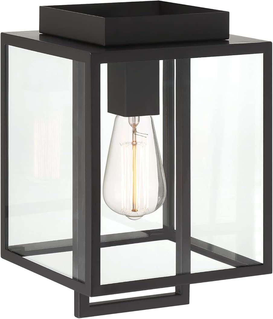 DESIGNERS FOUNTAIN Preston Outdoor Flush Mount Ceiling Light, 8 Inch Lighting Fixture for Porch, Patio and Entryway, Matte Black, D297M-FM-MB