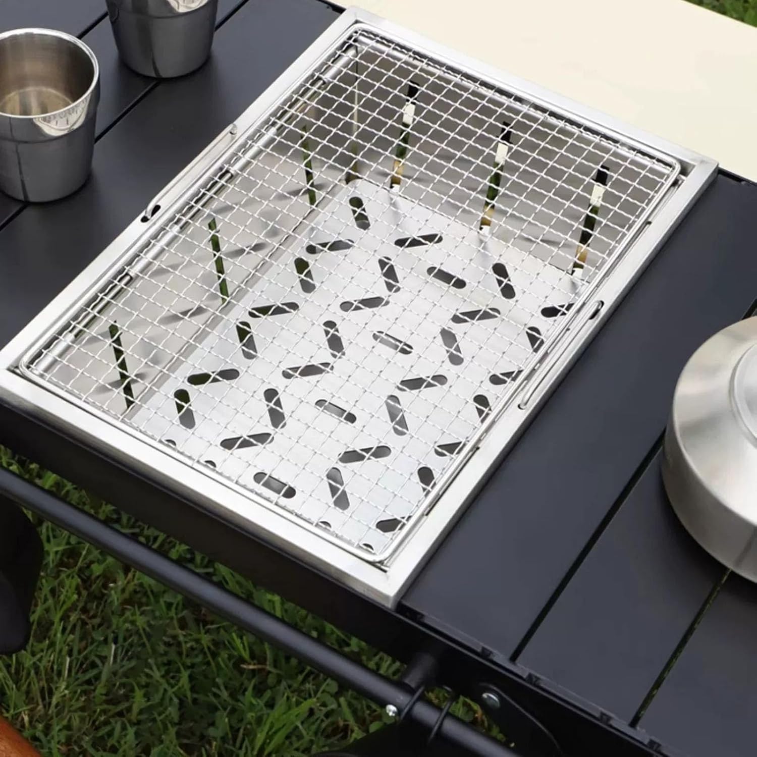 Outdoor fire pit, Folding Tabletop Stove, Portable Camping Grills with Storage Bag, 304 Stainless Steel Outdoor Camping Grill, Portable All-in-One Woodstove, for Camping Bonfire Picnic Outdoor Heating