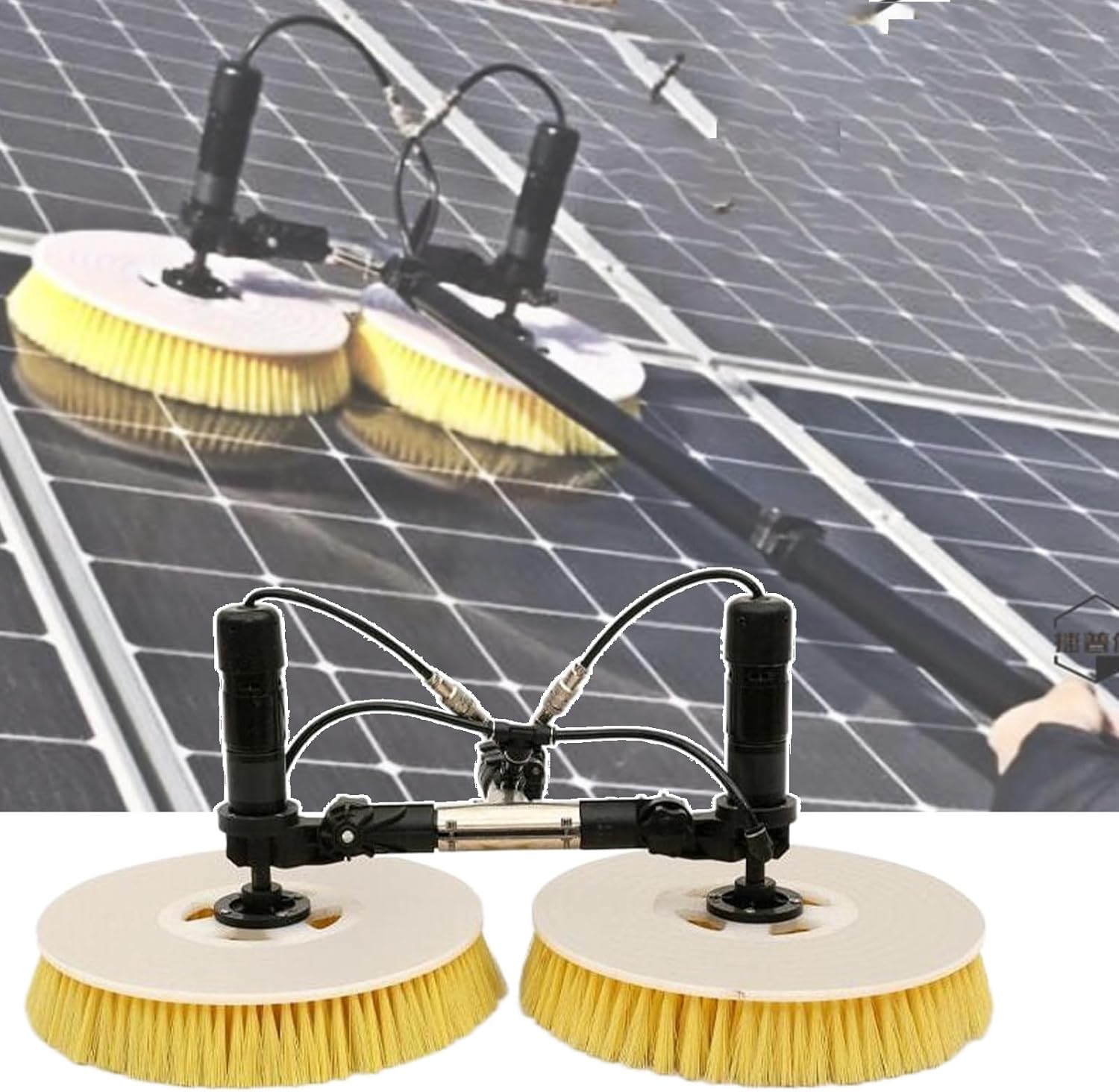 Electric Water Fed Pole Kit,Solar panel cleaning brush, Outdoor Window Glass Solar Panel Cleaning Brush, Extendable Pole Water Fed Pool Cleaning Brushl for Window Glass, Solar Panel,GPAA7.5M