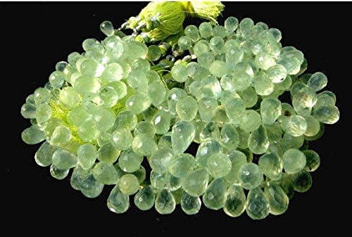 13 inch natural beads strand of 9x6-10x7mm faceted teardrop prehnite gemstone briolletes beads for DIY jewelry - necklace, bracelet, earring, ring.