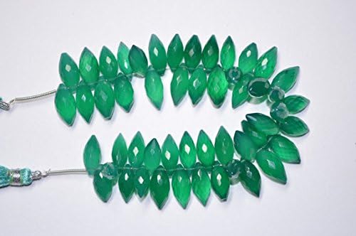 25 beads-finest emerald green green onyx faceted dewdrops shape briolette beads 6x14mm