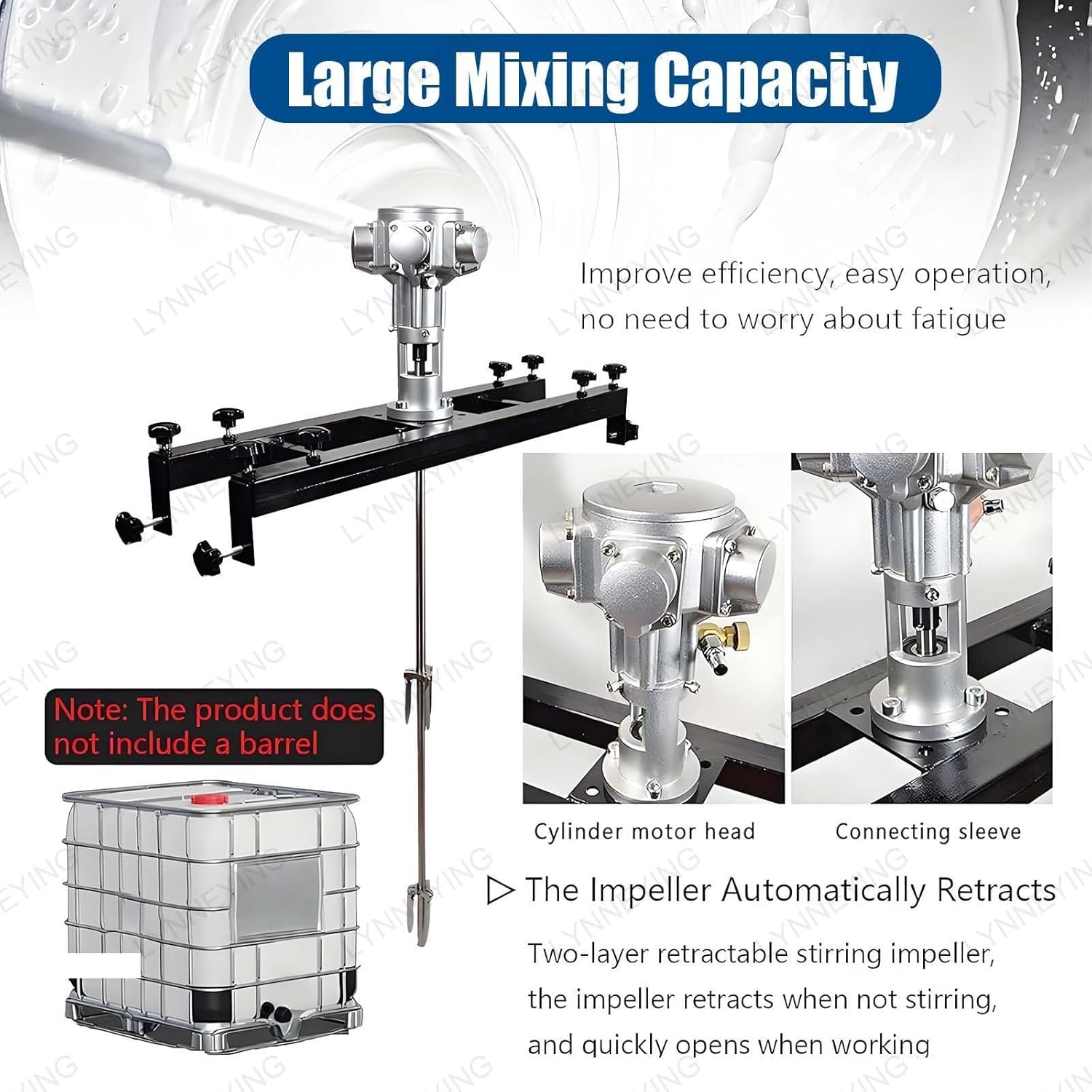 Pneumatic Agitator for IBC Tank for IBC & Open-top Drum,Air Agitator for Stirring Medium High Viscosity Solutions,Pneumatic Mixing Machine Mixer,With Retractable Bracket(Small 5Cylinder)