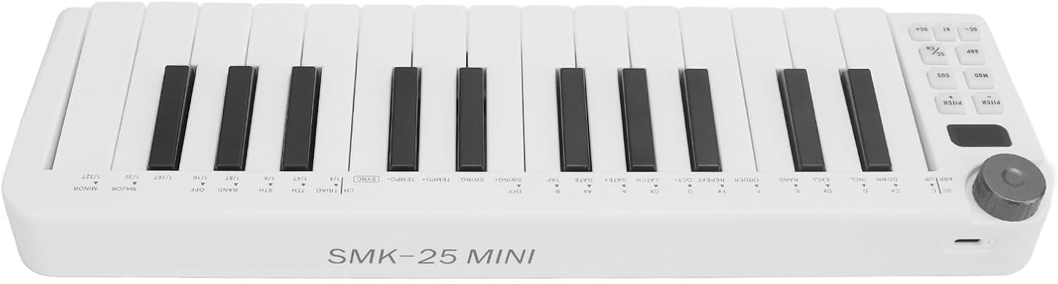 25-Key MIDI Keyboard Controller, USB-C and Wireless Connectivity, ABS Black