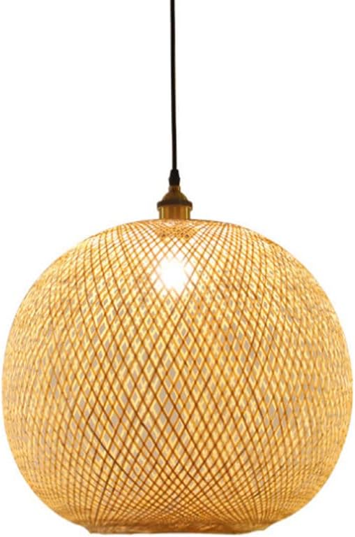 Hand-Woven Bamboo Hanging Lamp, Creative Spherical Rattan Pendant Light, Rattan Woven Lampshade, Natural Bamboo Chandelier, Courtyard Corridor Decoration Lighting Fixture