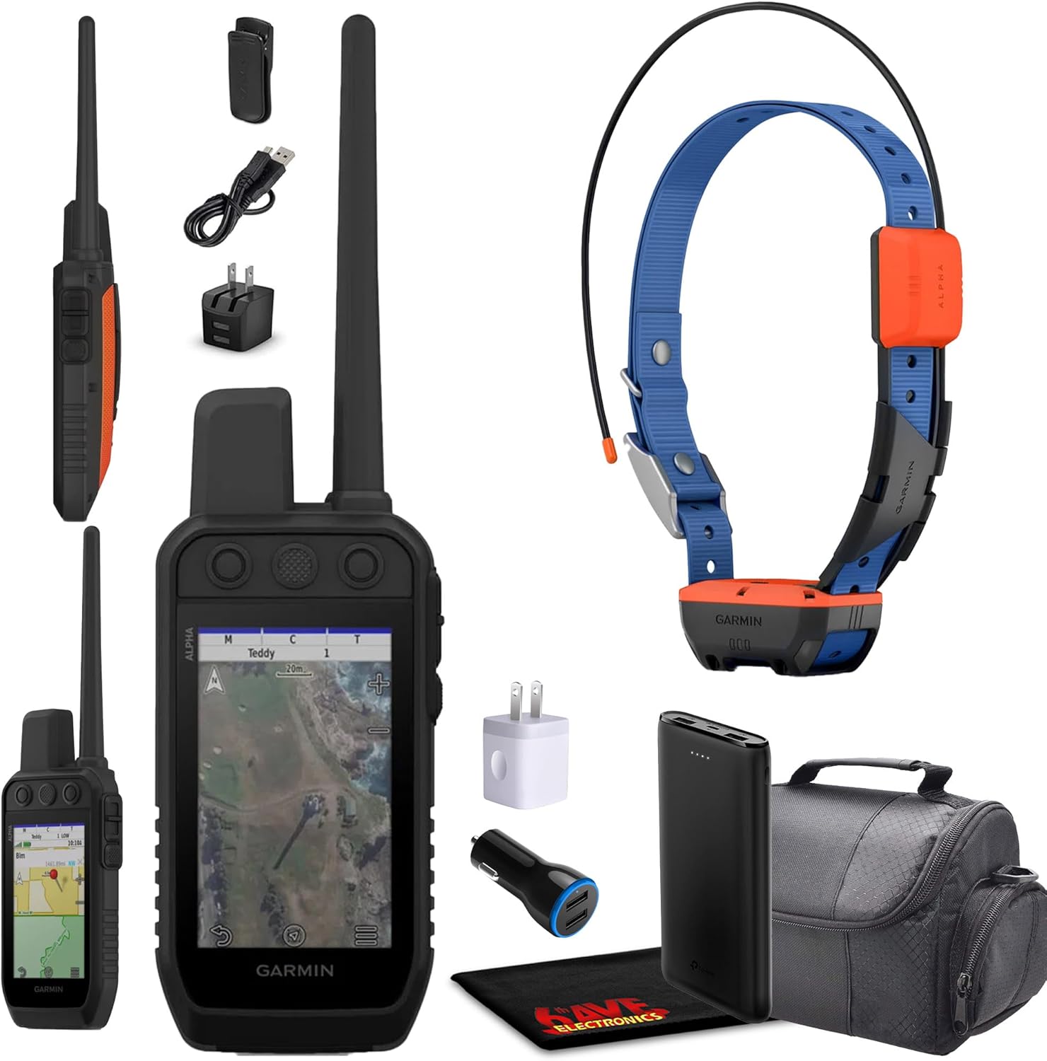 Garmin Alpha 300 Handheld Advanced Tracking and Training Device for Hunting Dogs Bundle with Garmin Dog Collar Alpha T20 Dog Tracker Collar with GPS + Field Bag + Charger and More Accessories