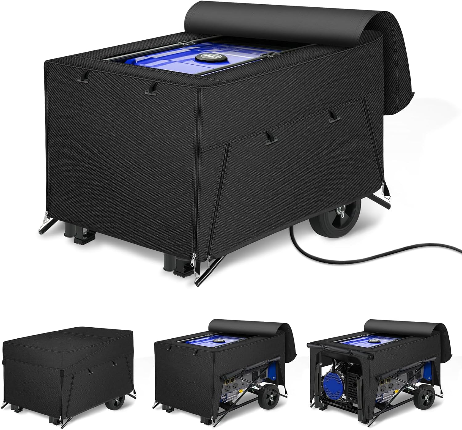 Porch Shield Generator Covers Running - Heavy Duty Waterproof Generator Rain Tent Shelter for 3500w-12000w Black