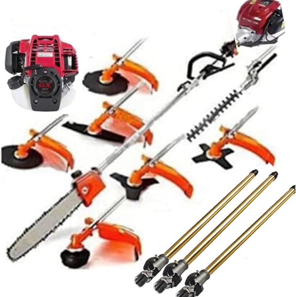 GX50 4-Stroke 8 in 1 Brush Cutter Lawn Mower Hedge Trimmer Weed Eater Pruner +3 Extension rods 29.52inch / 2.46feet Each