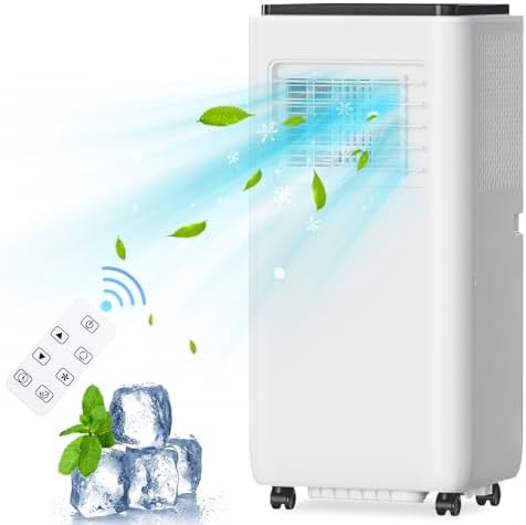 Portable Air Conditioner, 8000 BTU AC Unit for Rooms up to 350 Sq.Ft with Remote Control and Digital Display, 3-in-1 Freestanding Air Conditioner with Cool, Dehumidifier and Fan Mode